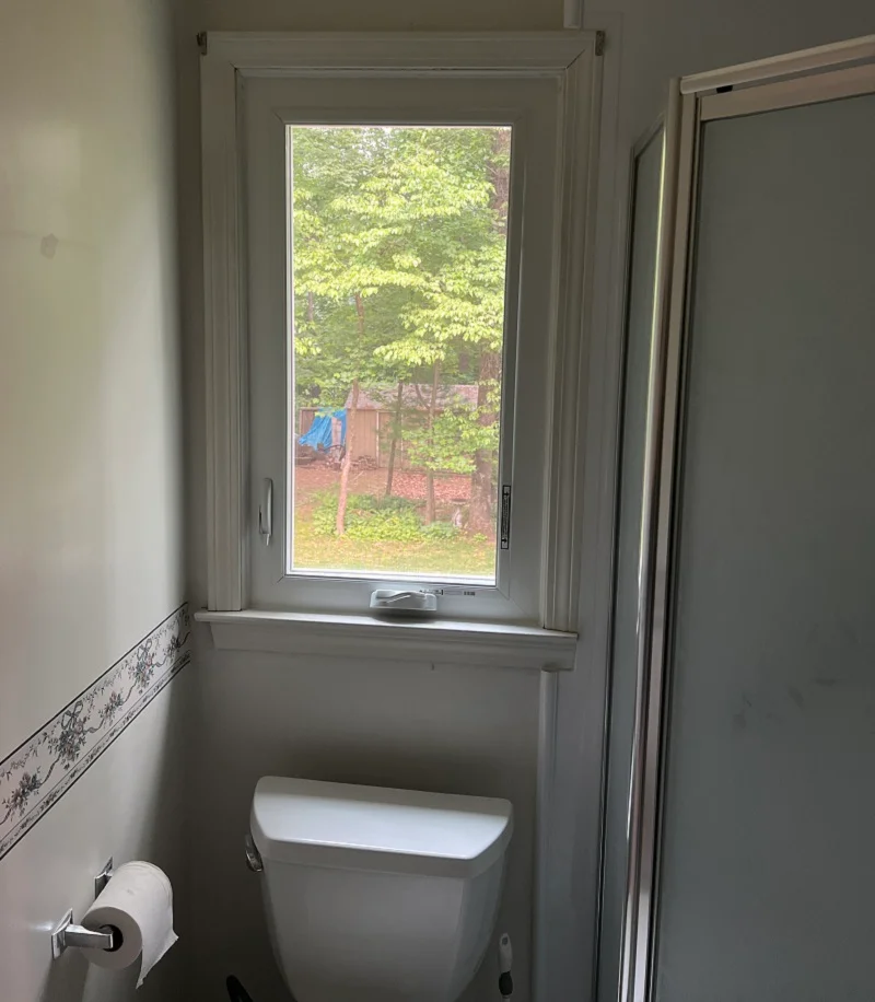 Tempered glass bathroom casement window replacement